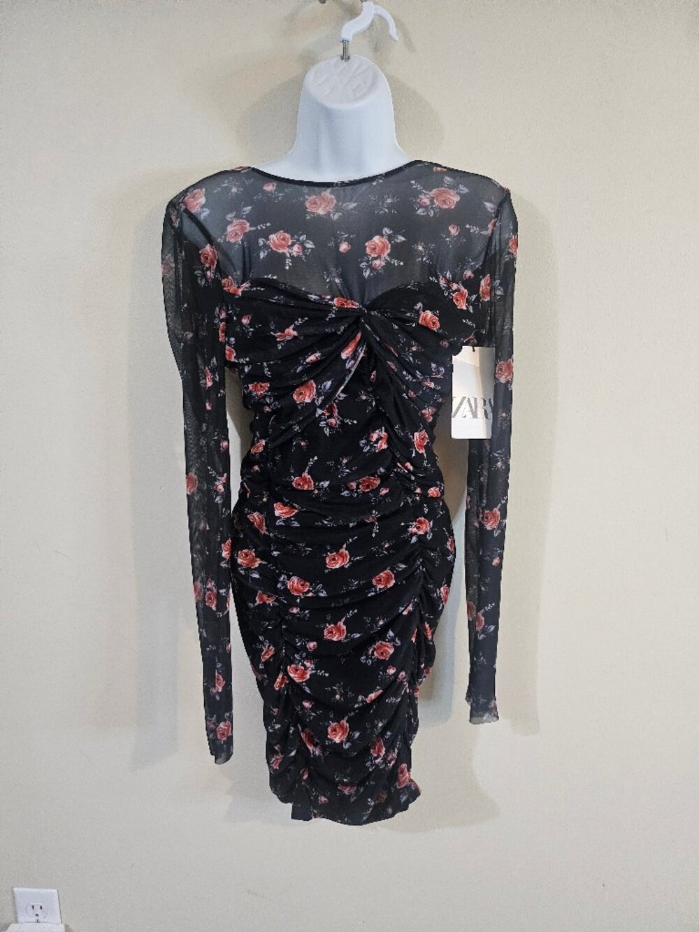 Zara Women's Floral Print Long Sleeve Dress - Size M